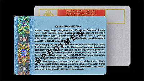 Indonesia Driver's License protected with a KINEGRAM