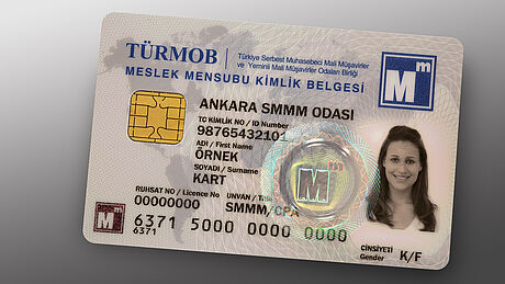Türkiye Certified Accountant ID Card protected wth a KINEGRAM