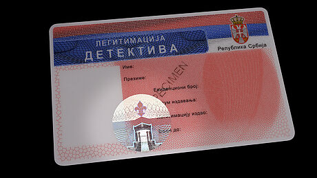Serbia Detectives' License protected wth a KINEGRAM