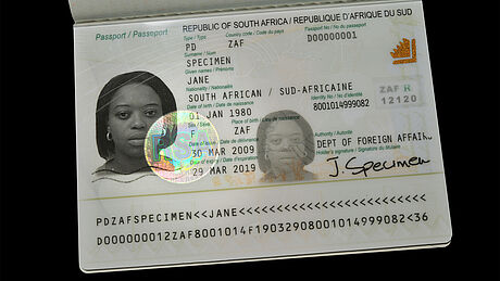 South Africa Passport protected wth a KINEGRAM