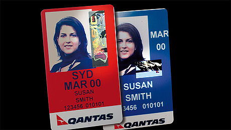 Australia Qantas Airline ID card protected with a KINEGRAM