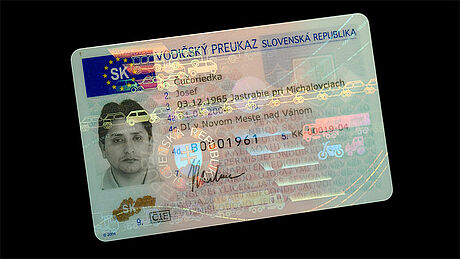 Slovakia Driver's License protected wth a KINEGRAM