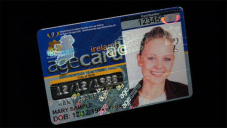 Ireland Age Card protected with a KINEGRAM