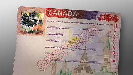 Canada Visa protected with a KINEGRAM