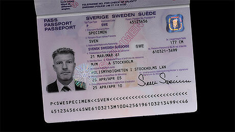 Sweden Passport protected wth a KINEGRAM