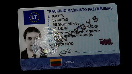 Lithuania Train Driver's License protected wth a KINEGRAM