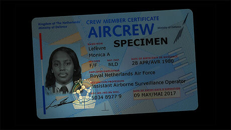 The Netherlands Aircrew Military ID Card protected wth a KINEGRAM
