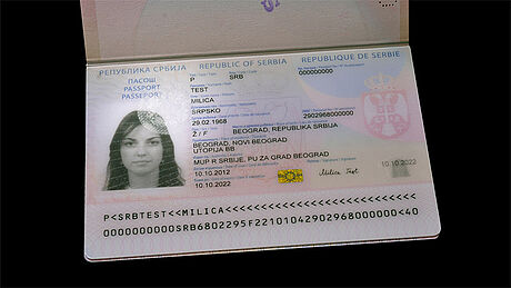 Serbia Passport protected wth a KINEGRAM