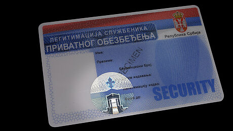 Serbia Security Officers' License protected wth a KINEGRAM