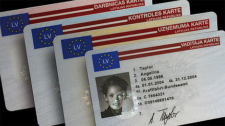 Latvia Tachograph Card protected with a KINEGRAM
