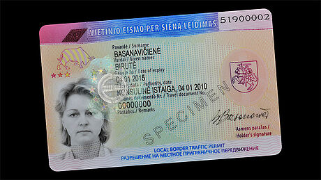 Lithuania Local Border Traffic Card protected with a KINEGRAM