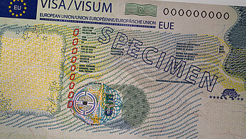 EU Visa with KINEGRAM Image of EU Visa with KINEGRAM security feature