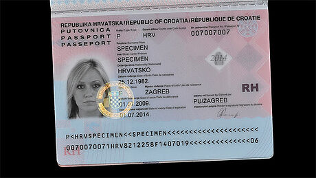 Croatia Passport protected wth a KINEGRAM