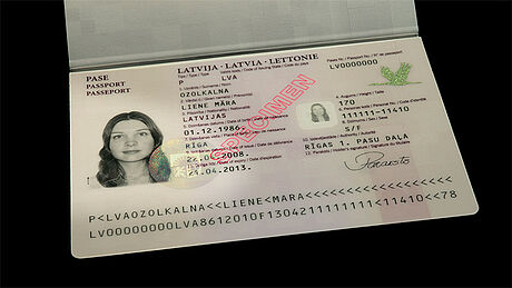 Latvia Passport protected with a KINEGRAM