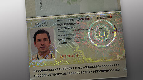 Ecuador Passport protected wth a KINEGRAM