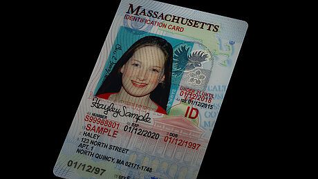 United States ID Card (State of Massachusetts) protected wth a KINEGRAM