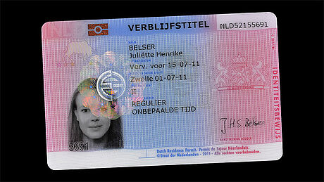 European Union Residence Permit (Dutch version) protected with a KINEGRAM