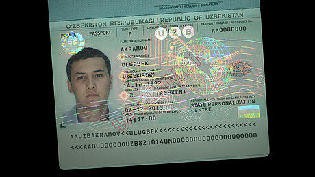 Uzbekistan Passport protected wth a KINEGRAM