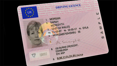 United Kingdom Driver's License (2015 edition) protected wth a KINEGRAM