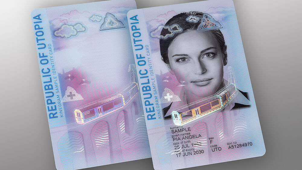 "An Amazing Journey" - The new sample ID card in portrait format protected with KINEGRAM PCI with Full Data Protection (FDP) "An Amazing Journey" - The new sample ID card in portrait format protected with KINEGRAM PCI with Full Data Protection (FDP)
