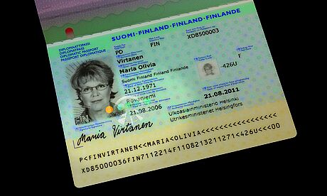 Finland Diplomatic Passport protected wth a KINEGRAM