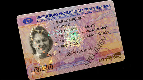 Lithuania Driver's License protected wth a KINEGRAM