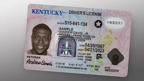 Kentucky Driver's License protected with KINEGRAM ZERO.ZERO Combi