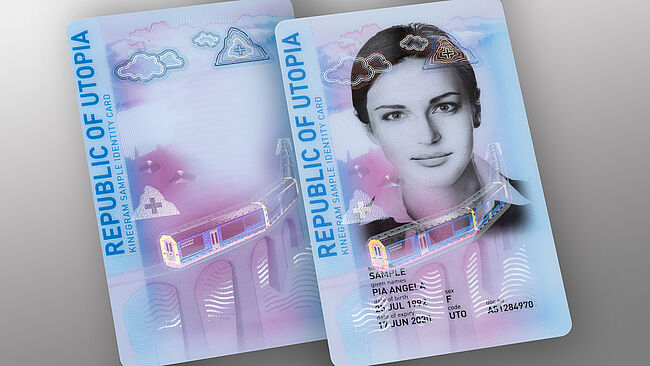 "An Amazing Journey" - The new sample ID card in portrait format protected with KINEGRAM PCI with Full Data Protection (FDP) "An Amazing Journey" - The new sample ID card in portrait format protected with KINEGRAM PCI with Full Data Protection (FDP)