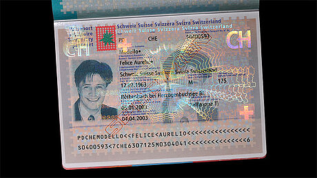 Switzerland Temporary Passport protected wth a KINEGRAM