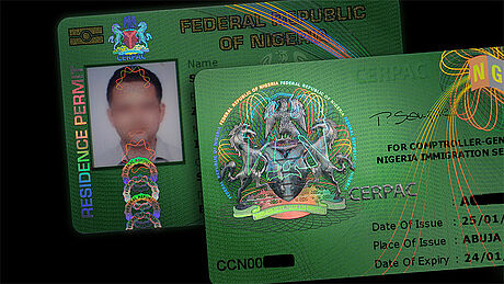 Nigeria Residence Permit protected wth a KINEGRAM