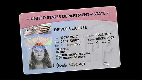 United States Diplomatic Driver's License protected wth a KINEGRAM