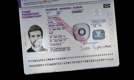 Sweden Passport (2013 edition) protected wth a KINEGRAM