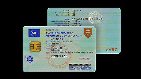 Slovakia Vehicle Registration Card protected wth a KINEGRAM