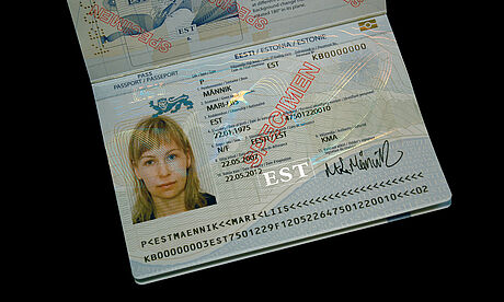 Estonia Passport protected wth a KINEGRAM