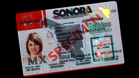 Mexico (Sonora State) Driver's License protected wth a KINEGRAM