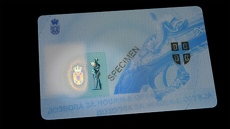 Serbia Firearm Permit protected wth a KINEGRAM