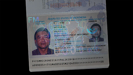 Micronesia Passport protected wth a KINEGRAM