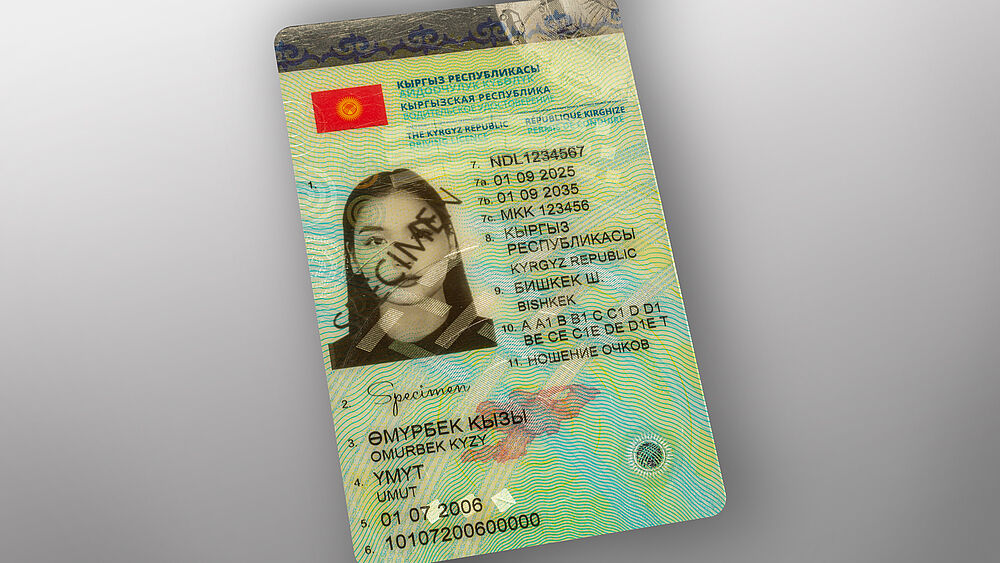Driver's License of Kyrgyzstan with KINEGRAM PCI Full Data Protection (FDP) Driver's License of Kyrgyzstan with KINEGRAM PCI Full Data Protection (FDP)