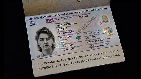 Lithuania Passport protected with a KINEGRAM