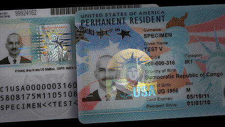 United States Green Card protected wth a KINEGRAM
