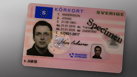 Sweden Driver's License protected wth a KINEGRAM