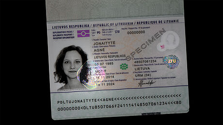 Lithuania Diplomatic Passport protected with a KINEGRAM
