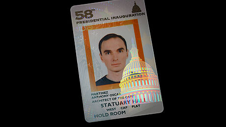 United States President's Inauguration Event Card protected wth a KINEGRAM